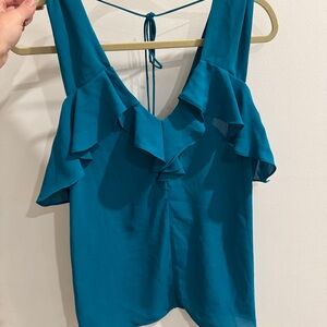 Teal Ruffle Sleeveless Top